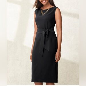 NWT Talbots STRETCH CREPE TIE FRONT SHEATH Black DRESS Size 8
